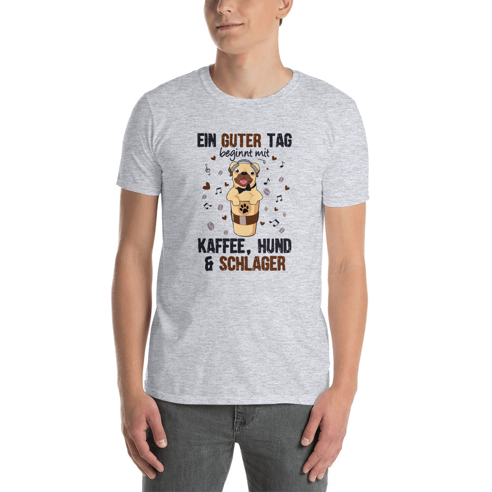 T-Shirt für Kaffe-, Hund- und Schlagerliebhaber